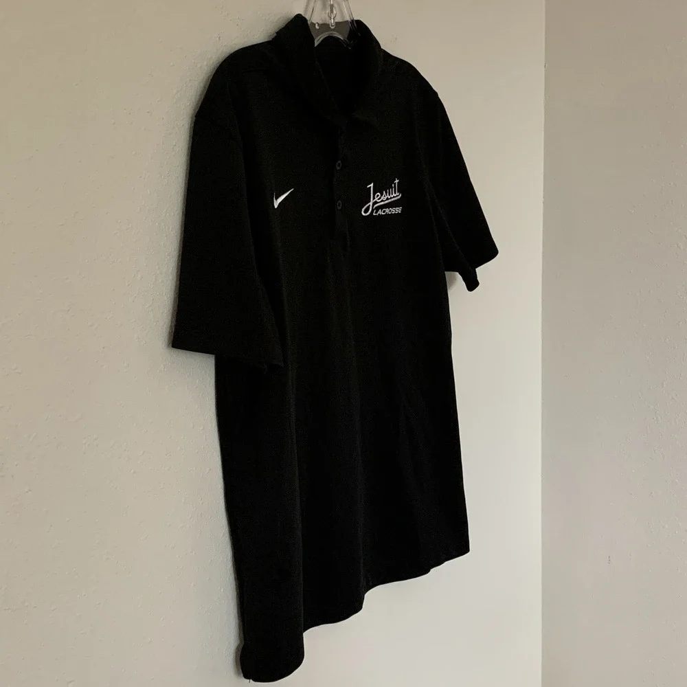 Nike Men's Jesuit Lacrosse Polo Shirt Pullover Short Sleeve Black Medium